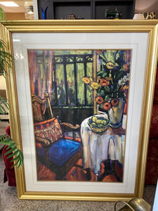 Vintage colourful picture in gold frame by Dongall