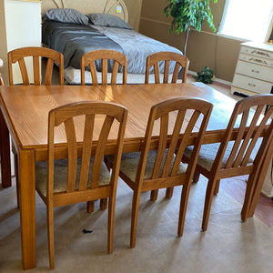 6 dining chairs table and leaf