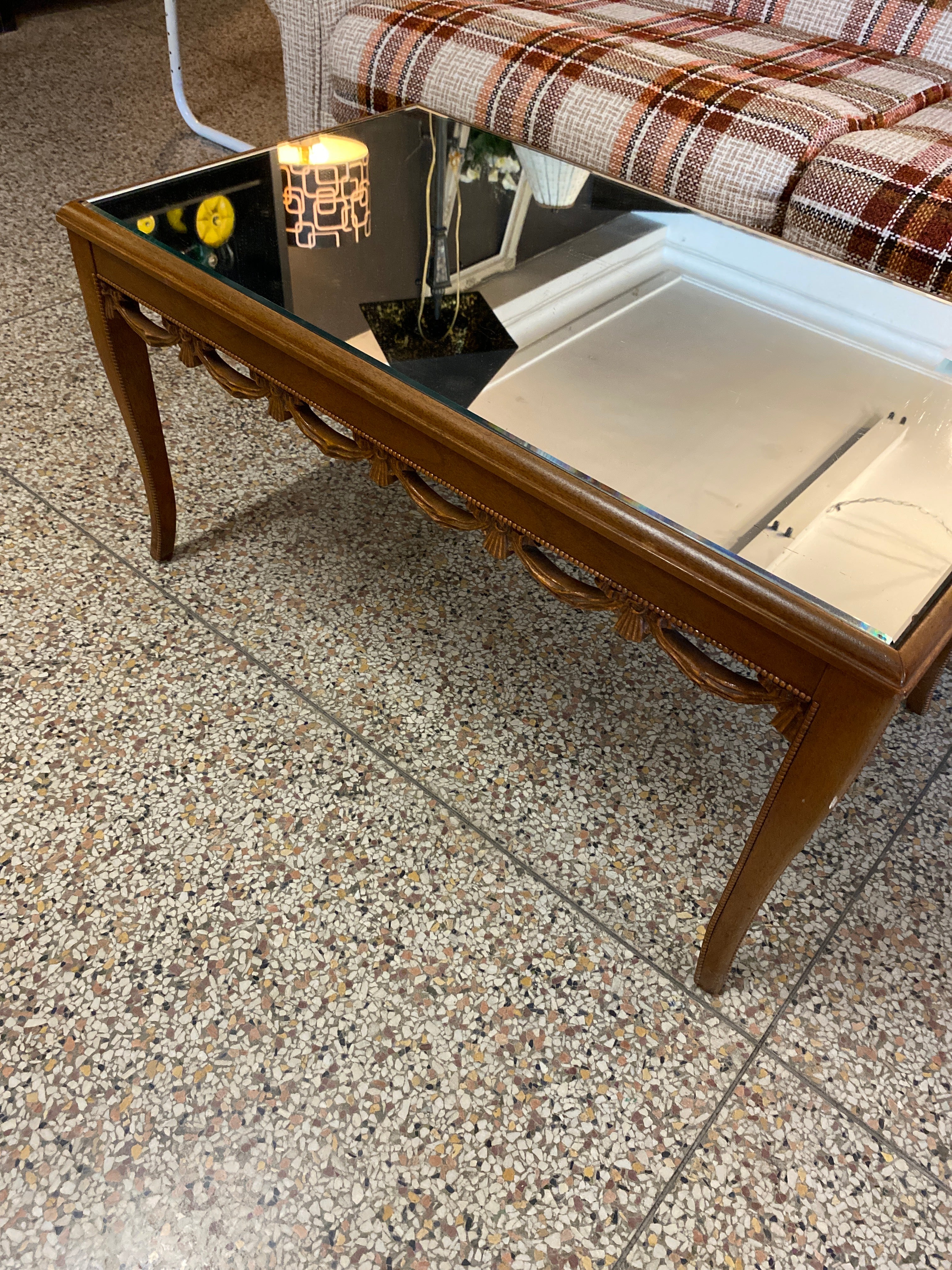 Mirror top fancy coffee table