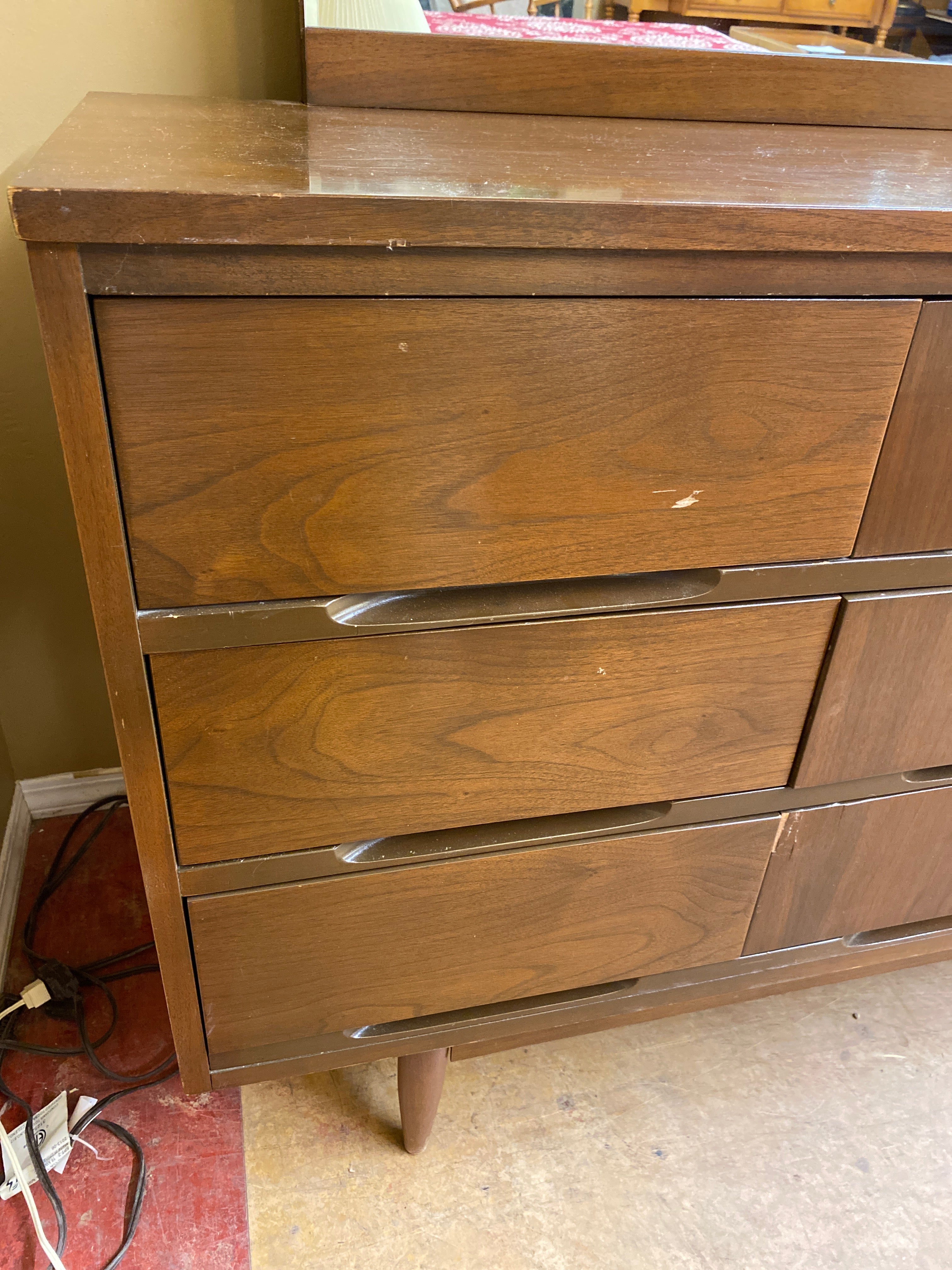 MCM walnut dresser / mirror