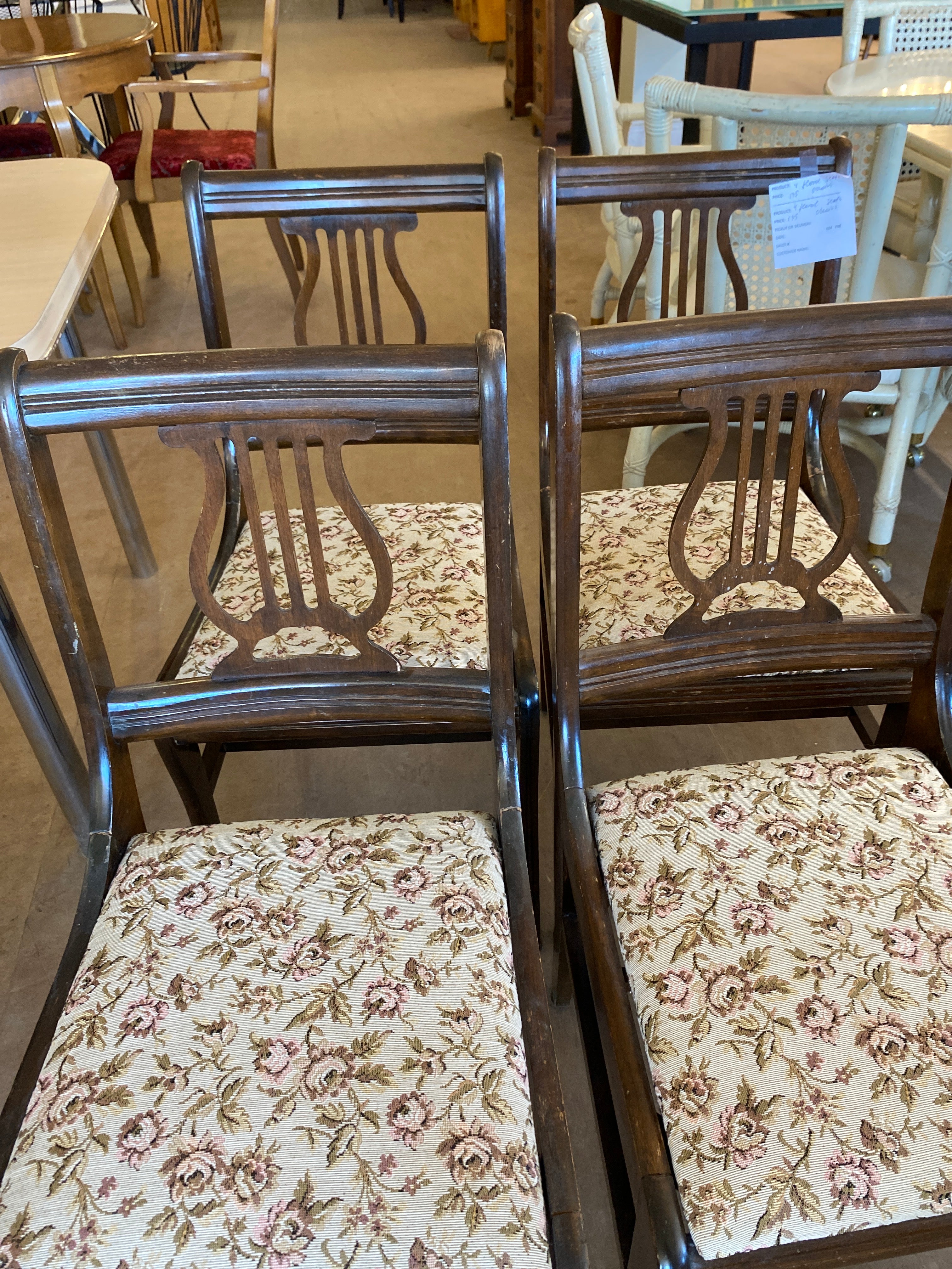 4 floral seats chairs