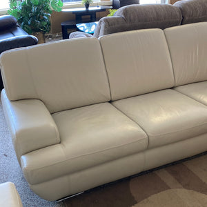 White leather chrome couch