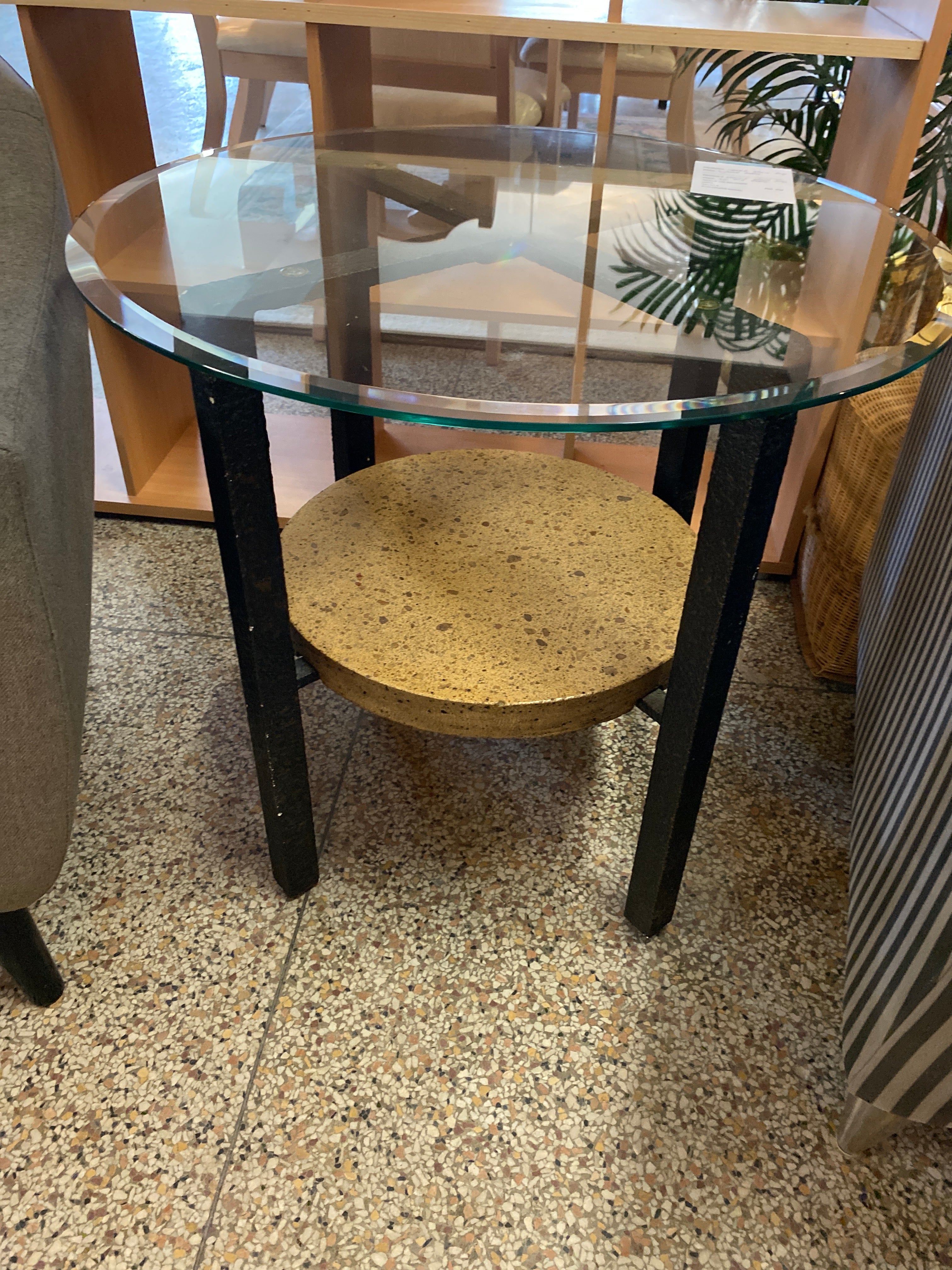 Round glass top end table